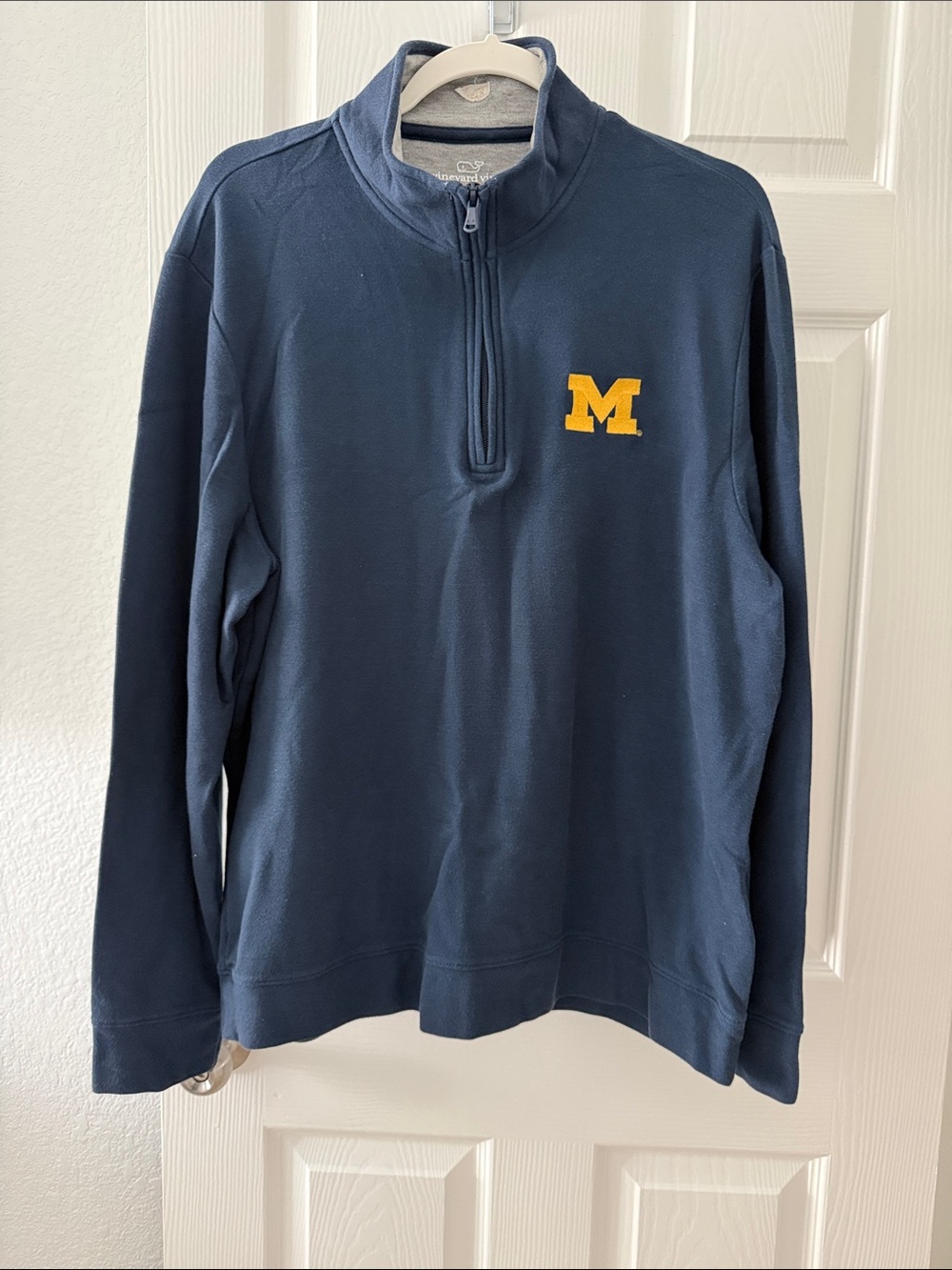 Vineyard Vines Navy Quarter-Zip with Gold 'M' Logo